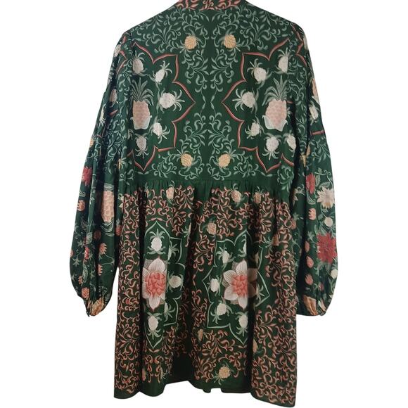 Farm Rio SZ XL Pineapple Garden Mini Dress In Green - Picture 5 of 7